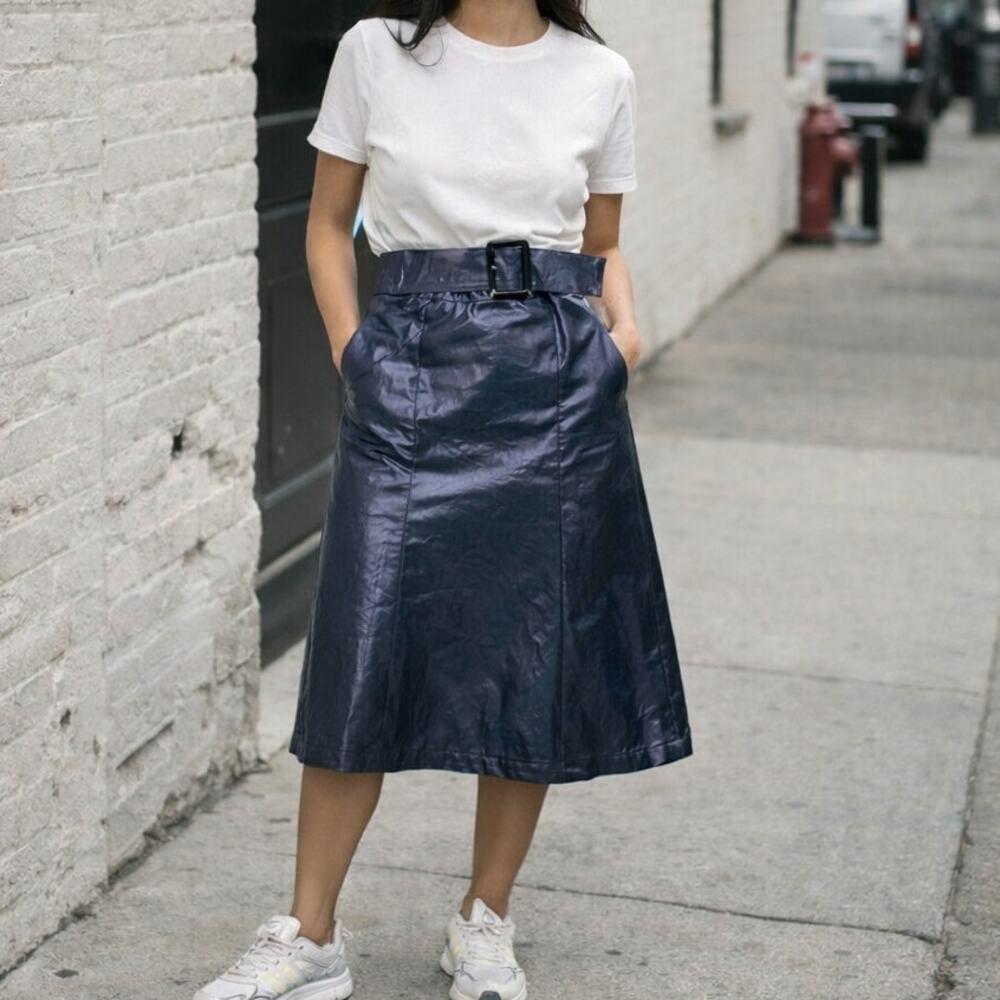 JOHN ELLIOTT Belted Skirt Plastic Blue size 1 Fall 2018